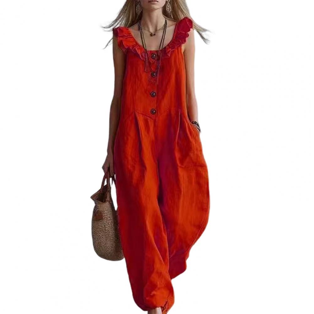 Women Jumpsuit Breathable Rela - Jumpsuit Linen Relaxed ulasan dan harga