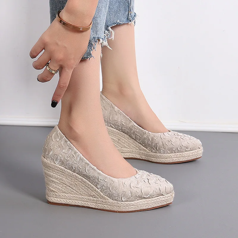 8cm Size 34-42 Breathable Comf - Wedge Espadrille Women ulasan dan harga