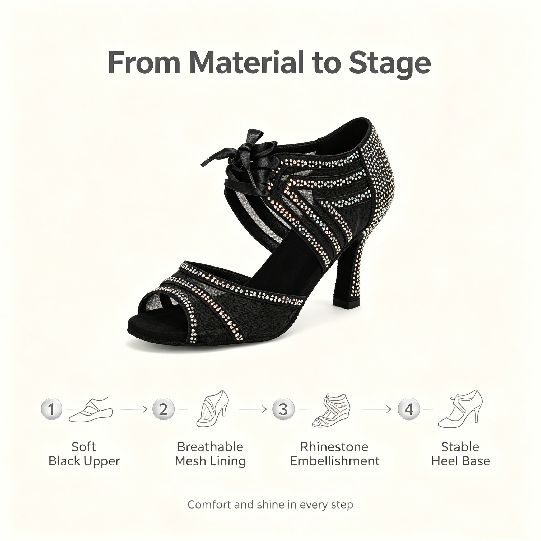 Ladies Latin Salsa Dance Shoes - Sandal Strappy Heeled ulasan dan harga