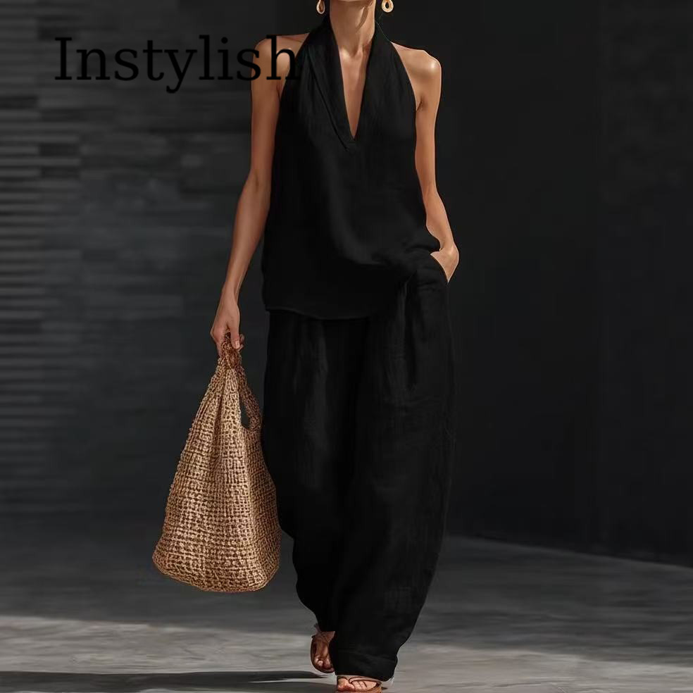 Summer Women's Casual Linen 2- - Linen Pant Wide ulasan dan harga