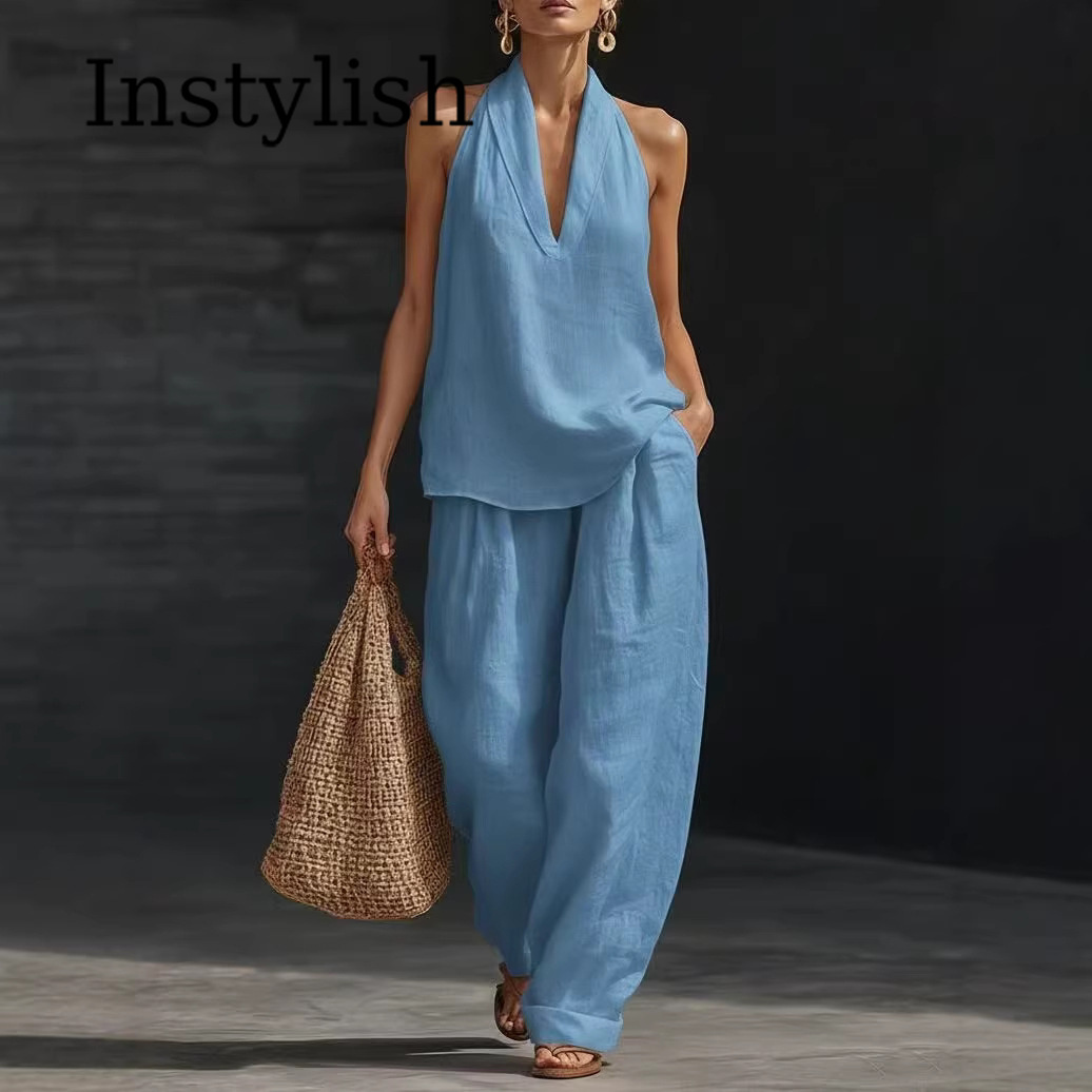 Summer Women's Casual Linen 2- - Linen Pant Wide ulasan dan harga