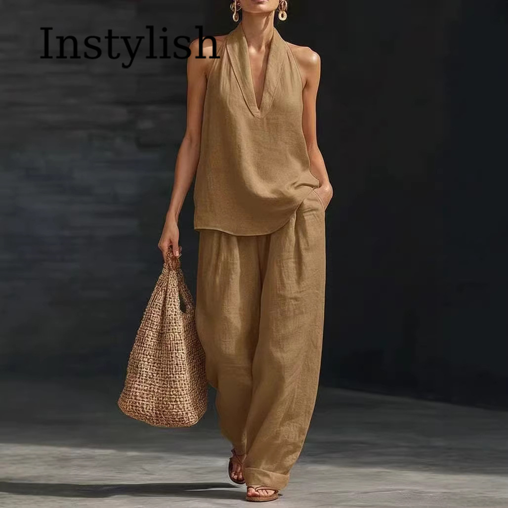Summer Women's Casual Linen 2- - Linen Pant Wide ulasan dan harga