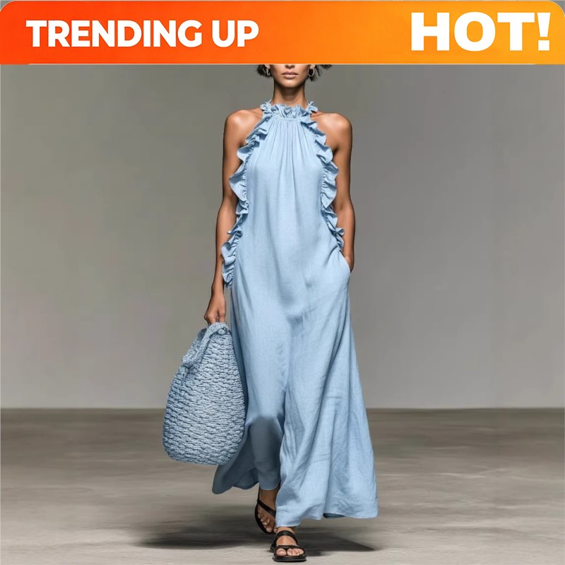 Customization Women's Sexy Hal - Maxi Dress Halter ulasan dan harga