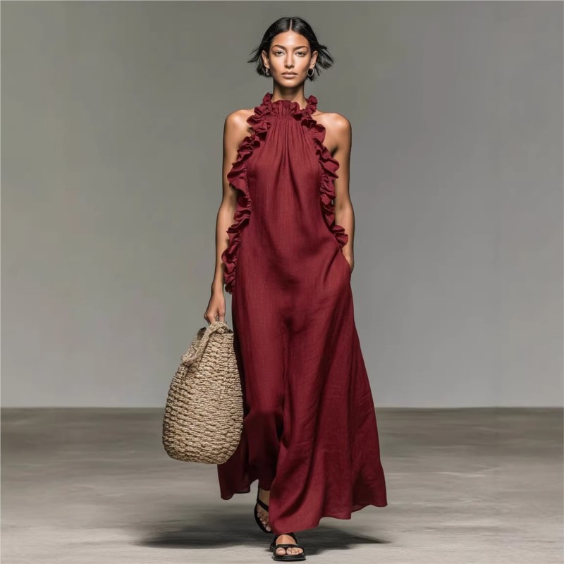 Customization Women's Sexy Hal - Maxi Dress Halter ulasan dan harga