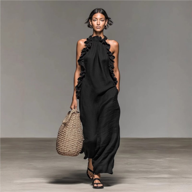Customization Women's Sexy Hal - Maxi Dress Halter ulasan dan harga