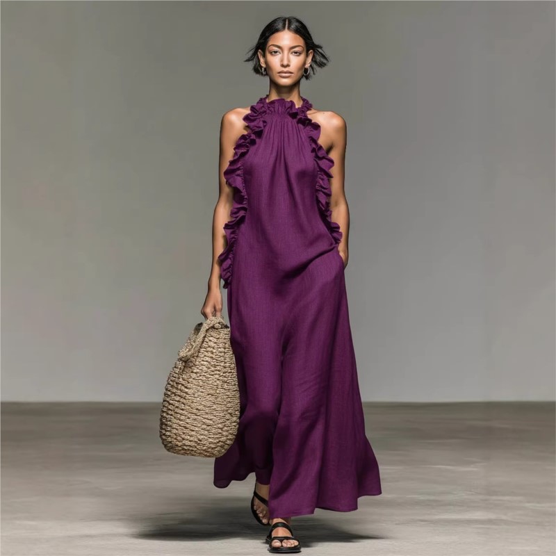 Customization Women's Sexy Hal - Maxi Dress Halter ulasan dan harga