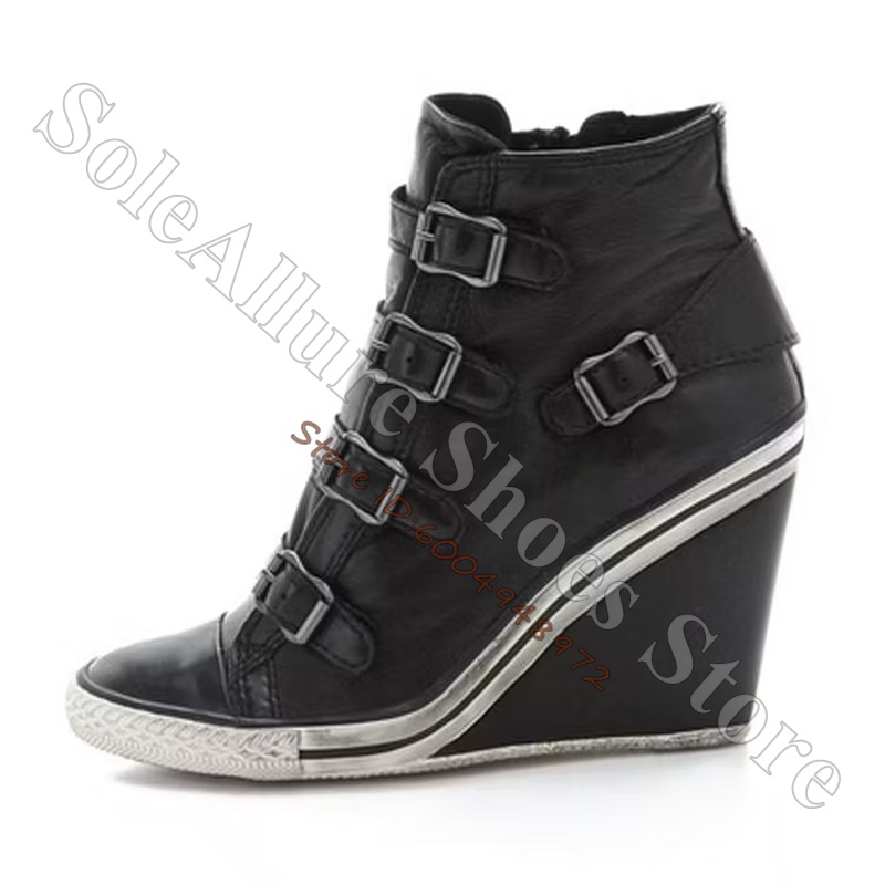 Grey Multi Buckle High Top Wed - Wedge Espadrille Women ulasan dan harga